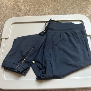 ZYIA Dark Blue Jogger Pants with Gold Accents